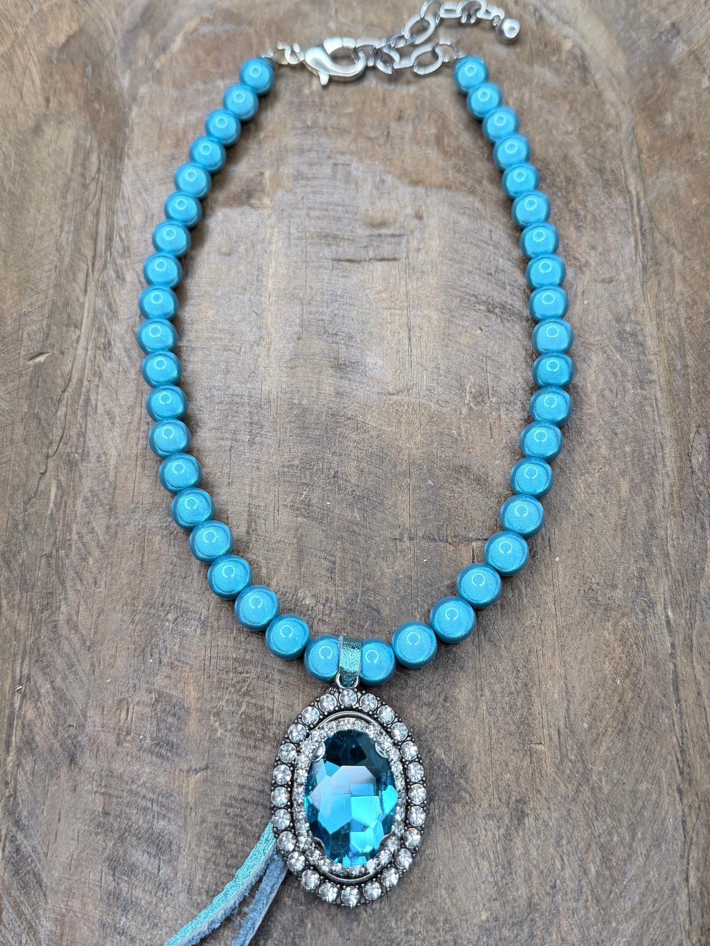 Sandra Ling Designs- Blue Miracle Bead Rhinestone Necklace