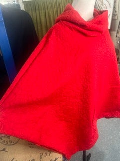 Embroidered Rose Red Poncho