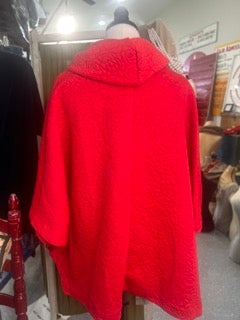 Embroidered Rose Red Poncho