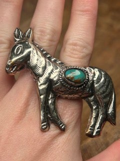 Tibetan Silver and Turquoise Donkey Ring