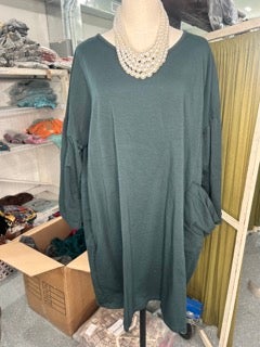 Oversized Long Sleeve Dress (Dark Green)