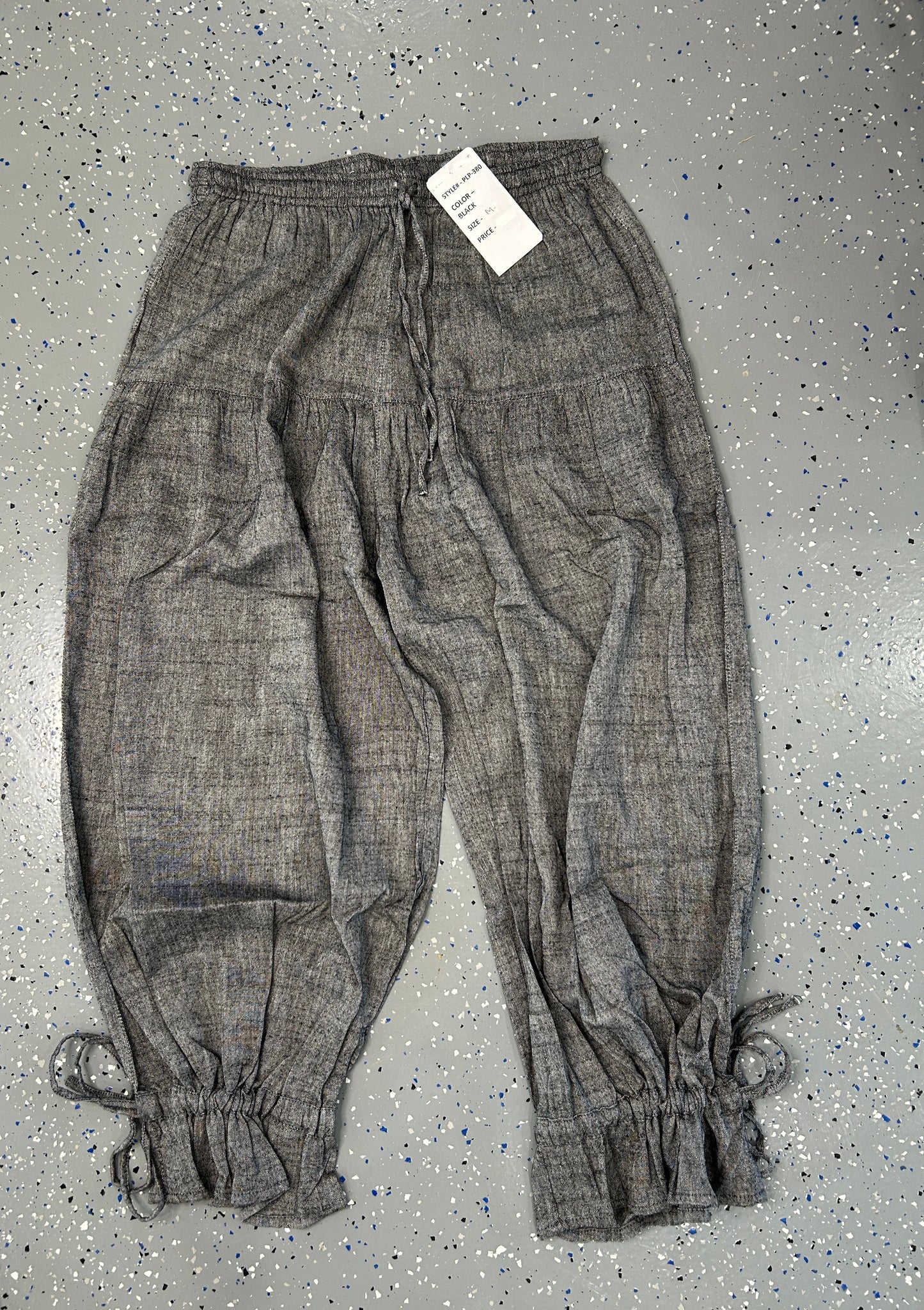 FINAL SALE Paper Lace- Wide Leg Ruffle Linen Pants Cotton