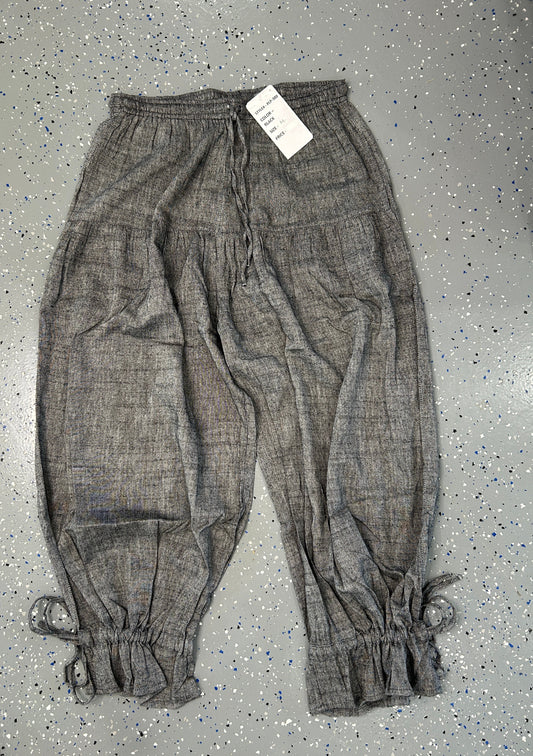 FINAL SALE Paper Lace- Wide Leg Ruffle Linen Pants Cotton