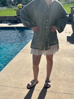Long Sleeve Button Up Tunic/Shirt (Olive)