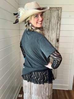 Easel- All Over Lace Tunic (Black)