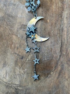 Art by Amy- Blingy Star and Moon Necklace