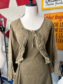 Paper Lace- Short Lace Ruffle Jacket (Moss Green)