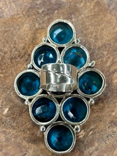 German Silver Blue Rhinestone Diamond Ring