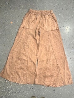 Mineral Wash Eyelet Flare Pants (Latte)