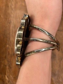 German Silver Howlite and Blue Pearl Cuff