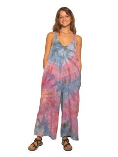 FINAL SALE Blue Sky- Tie-Dye Overalls (Cotton Candy)