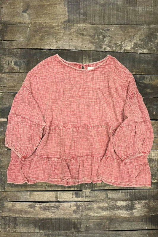 Jaded Gypsy- On The Rise Top (Vintage Scarlet)