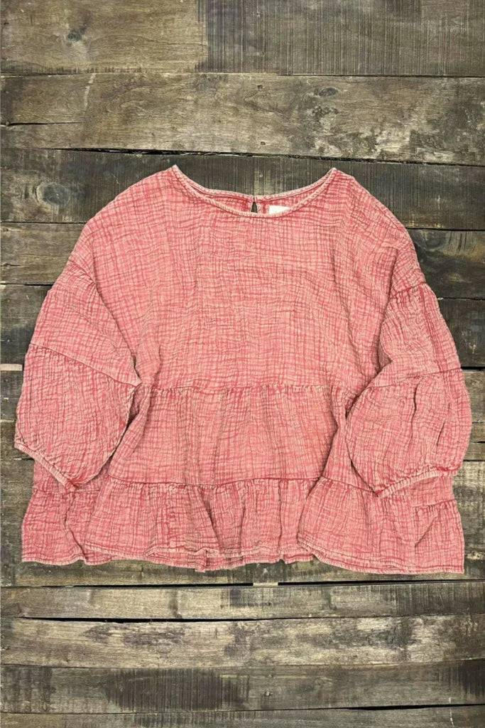 Jaded Gypsy- On The Rise Top (Vintage Scarlet)