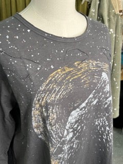 FINAL SALE Paper Lace - Howl at the Moon Top (Grey)