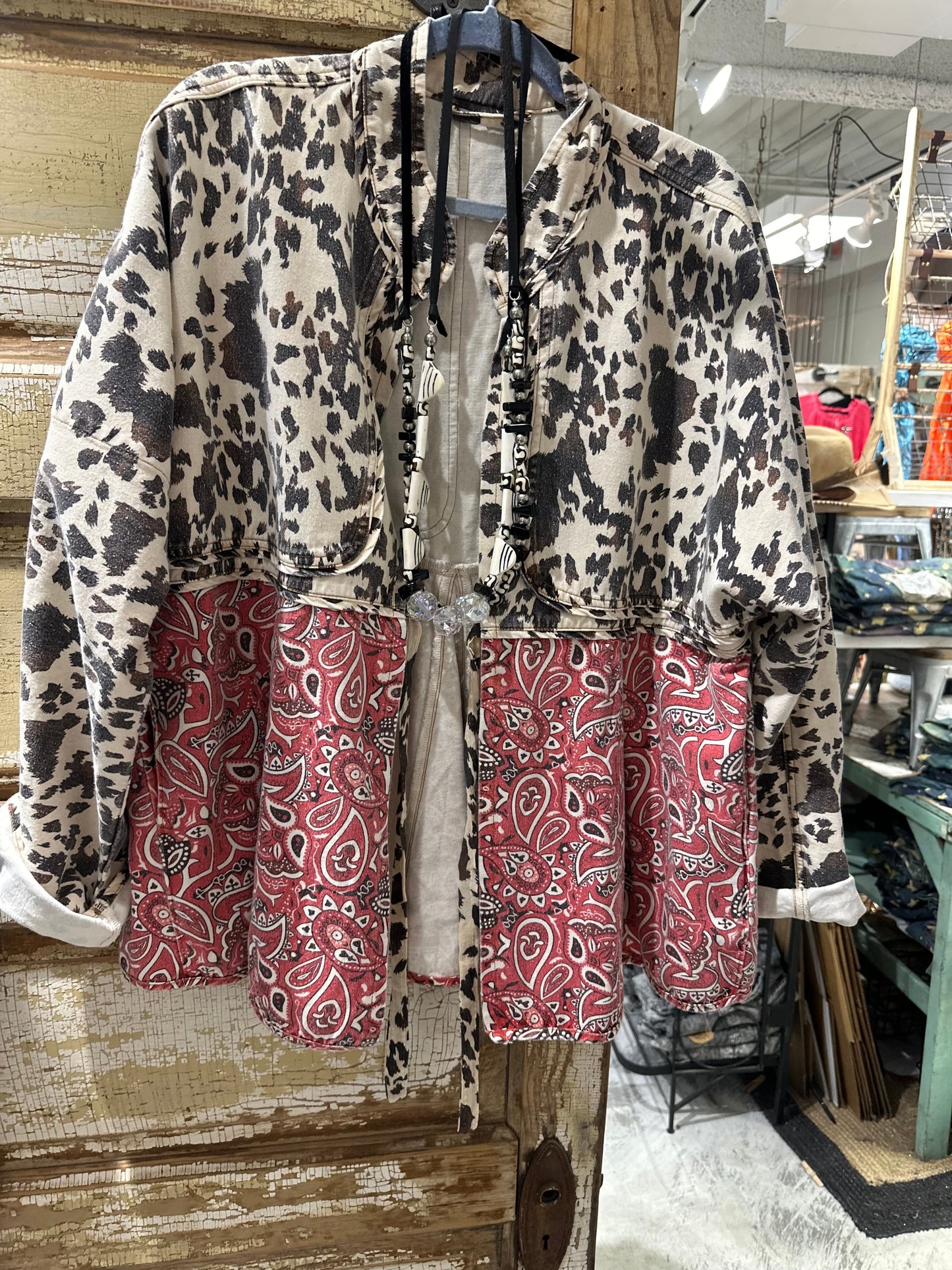 Rare Bird- Long Sleeve Mix Print Jacket - Pony and Bandana