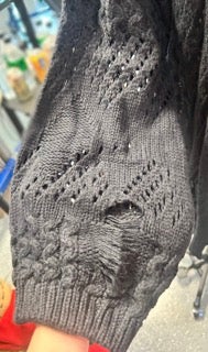 FINAL SALE Easel- Distressed Knit Sweater Cardigan (Dark Navy)