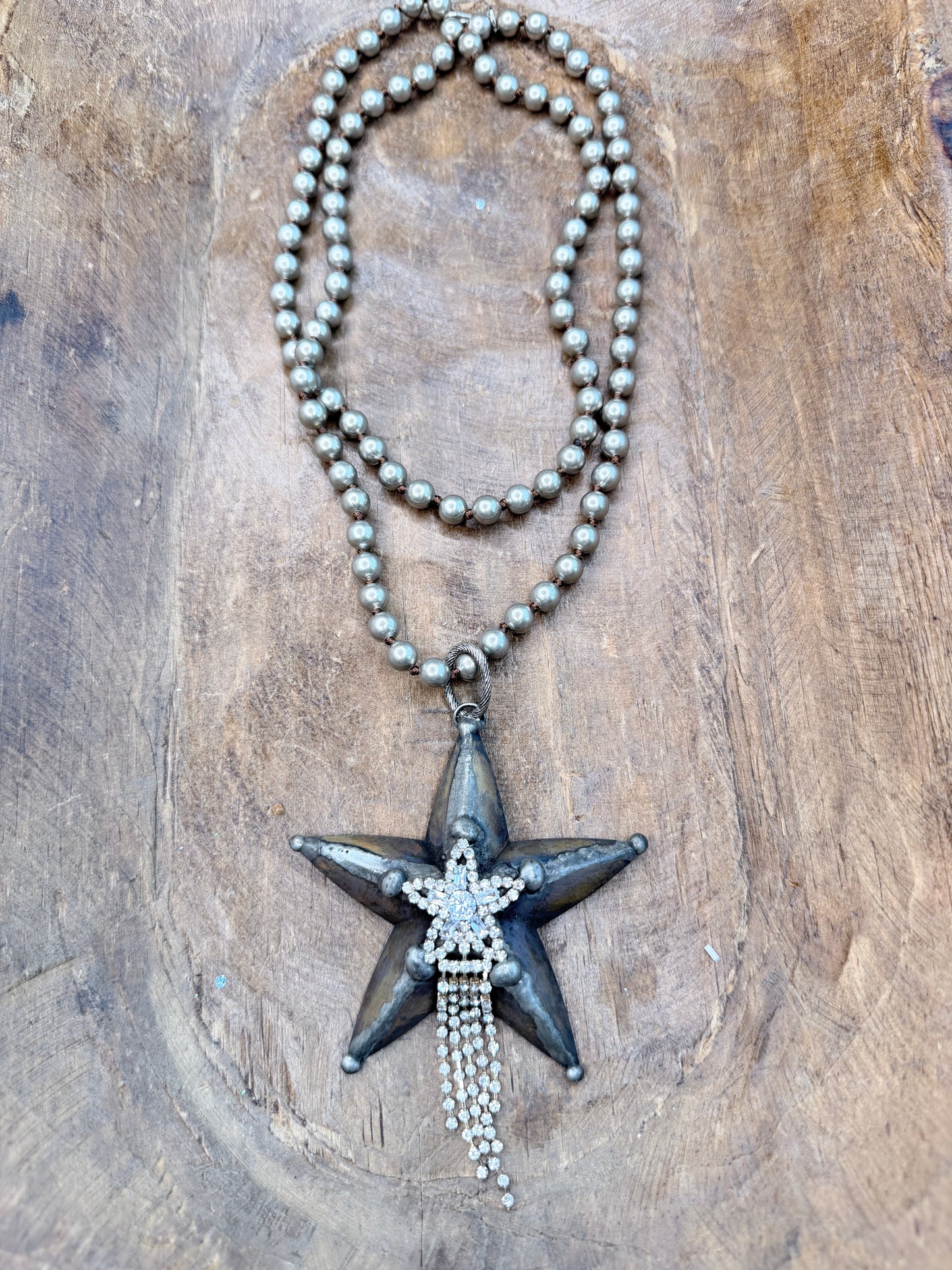 Art by Amy- Silver Rhinestone Star Necklace