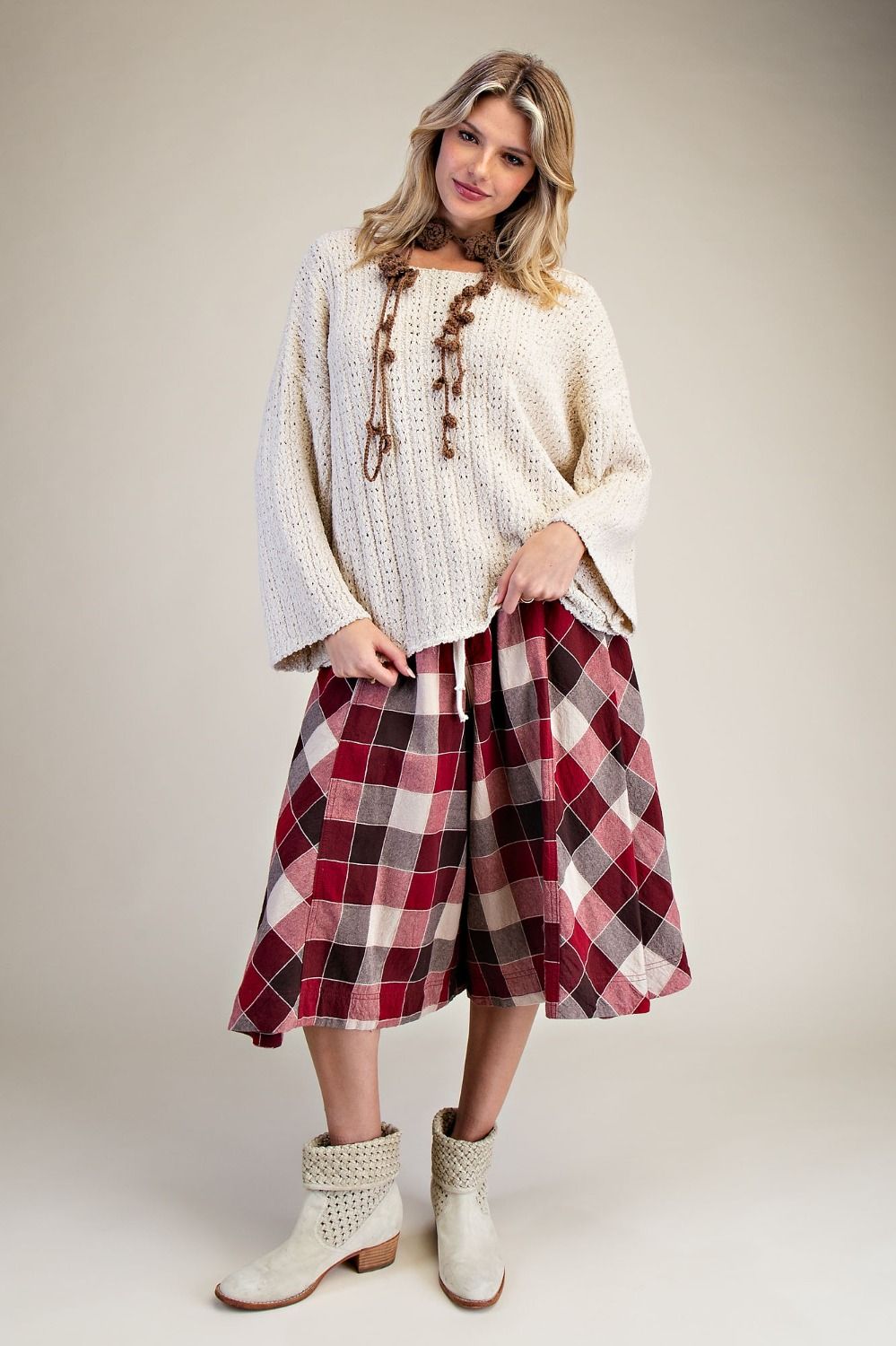 SALE Easel- Loose Fit Knitted Sweater (Natural) *Final Sale*