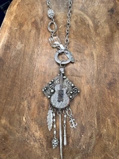 Art By Amy- Soldered Crystal Guitar Necklace
