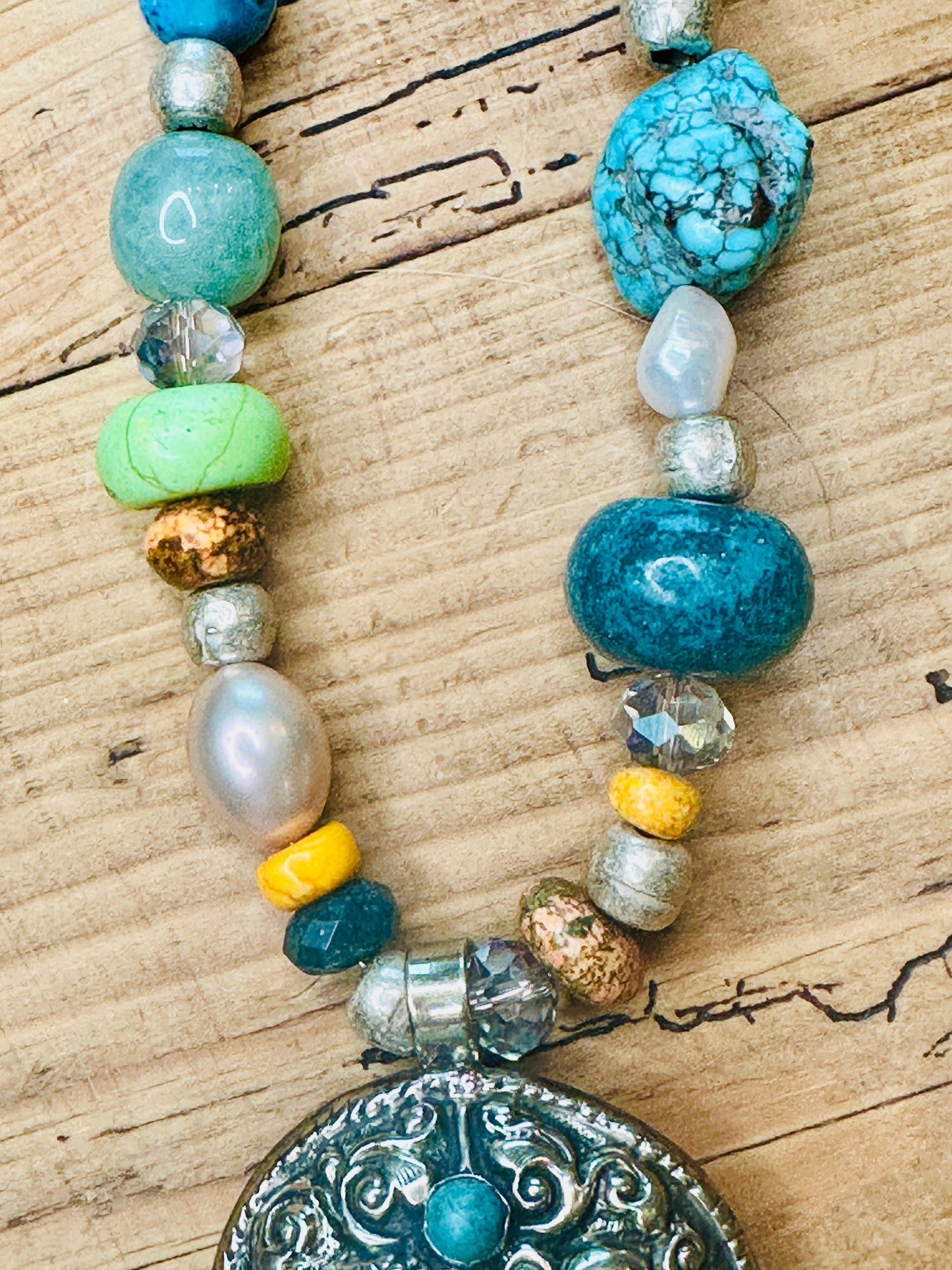 REVERSIBLE TIBETAN ELEPHANT NECKLACE SEMI PRECIOUS STONE NECKLACE -AN ERR ORIGINAL DESIGN