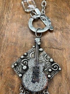 Art By Amy- Soldered Crystal Guitar Necklace