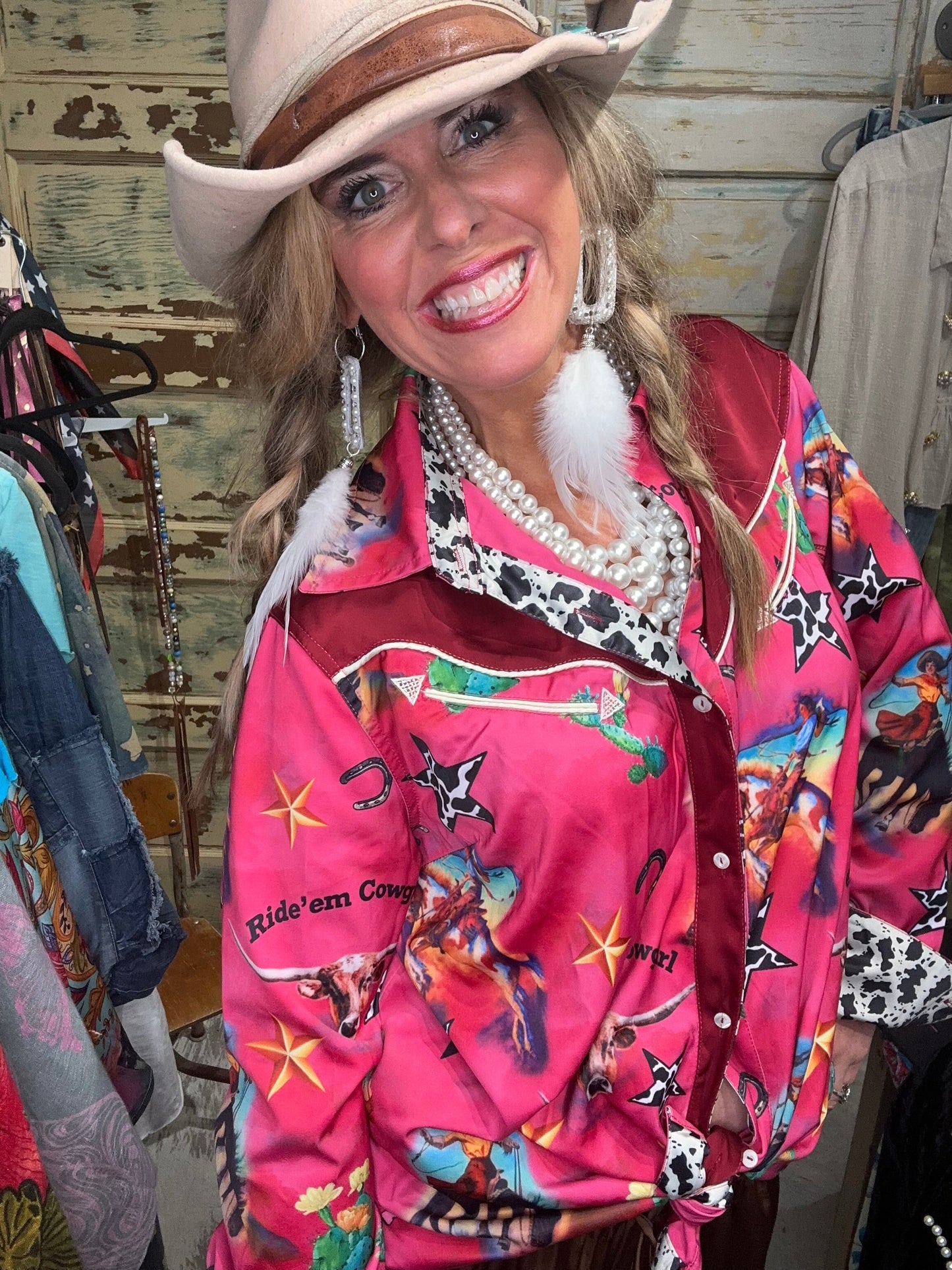 A Rare Bird- Satin Ride Em Cowgirl Western Shirt