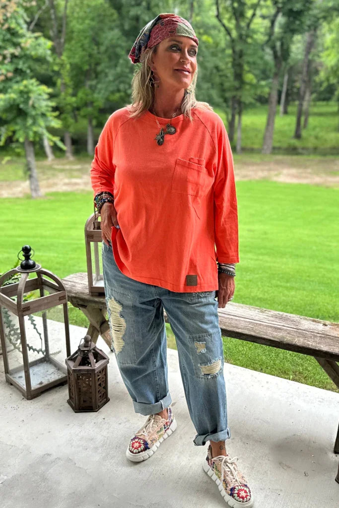 JADED GYPSY - Wandering Meadows Sweatshirt - Pumpkin