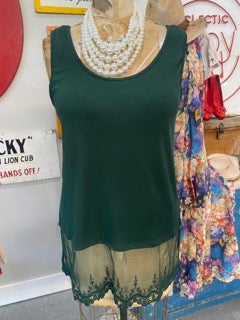Origami- Lace Tank (Dark Green)