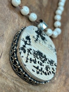 German Silver Dendritic Jasper Necklace A