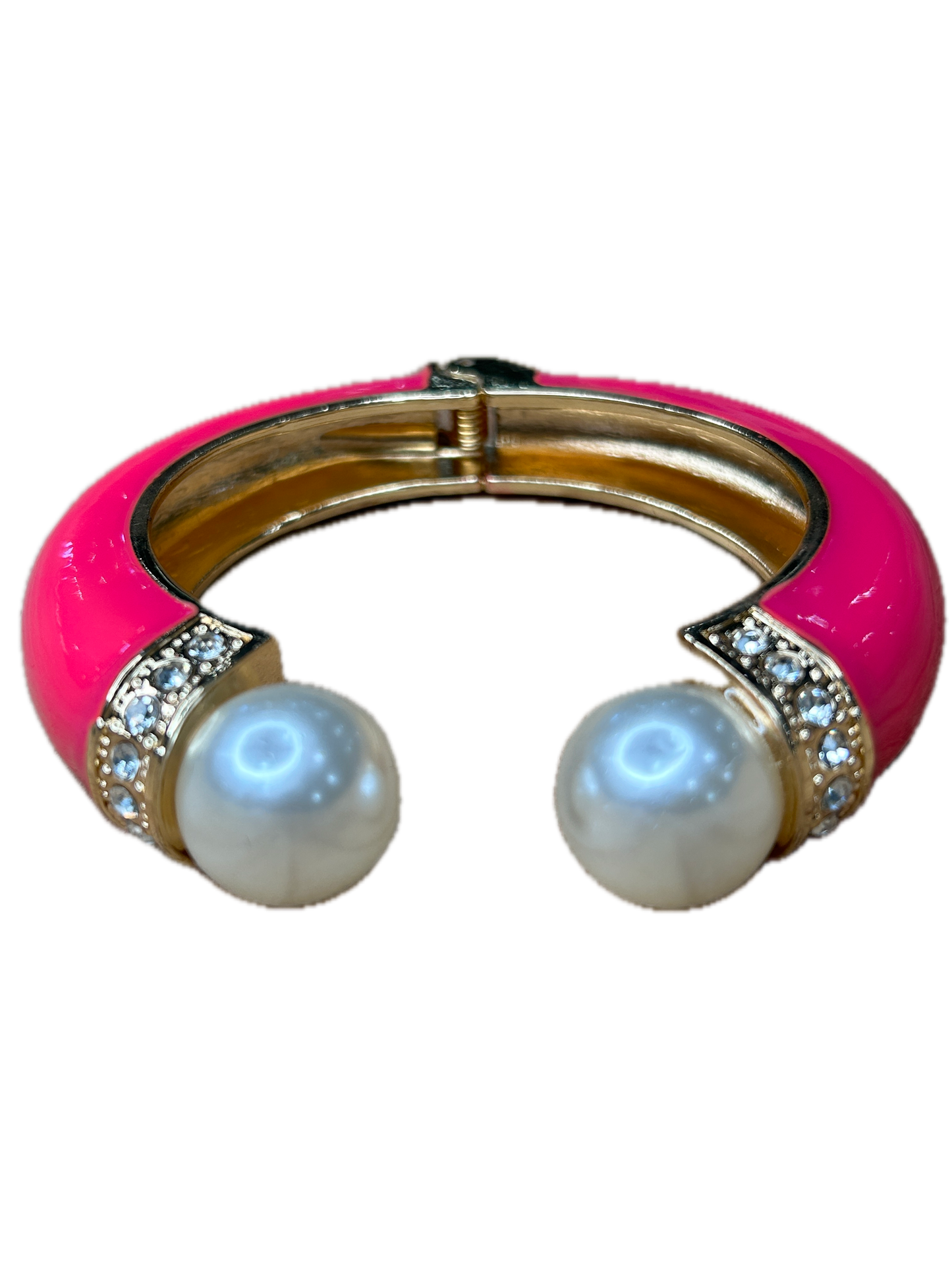 Beautiful Bangle in Dark Pink (Pearl, Gold and Rhinestone accented)