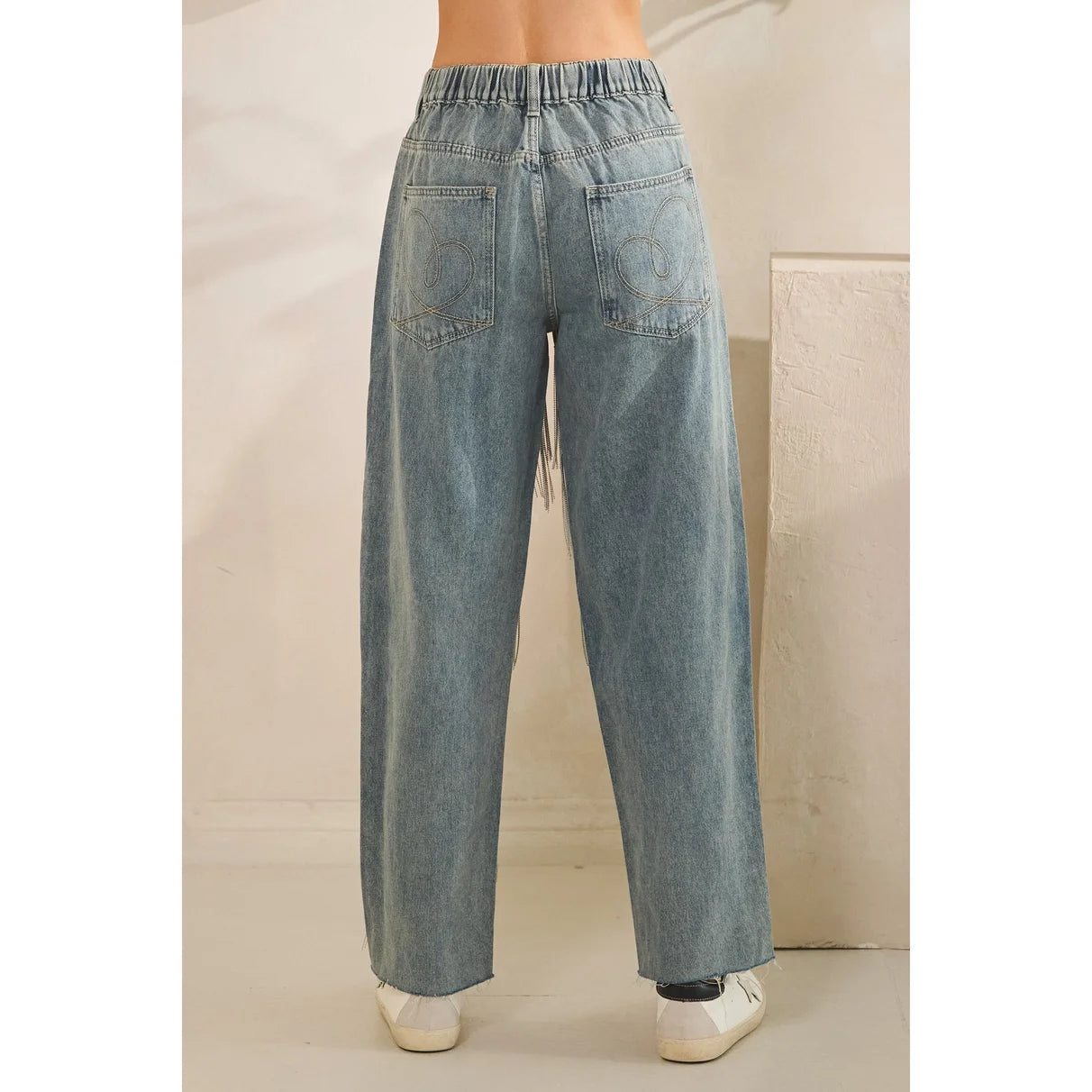 Oli & Hali- Straight-Leg Fringe Detail Jeans