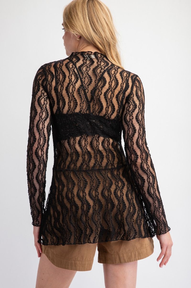 Easel- All Over Lace Tunic (Black)