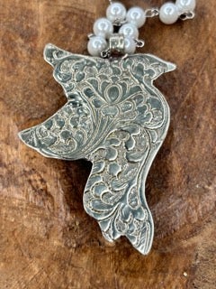 Tibetan Silver and Pearl Dove Necklace