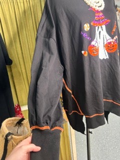 Long Sleeve French Terry Halloween Ghost Shirt