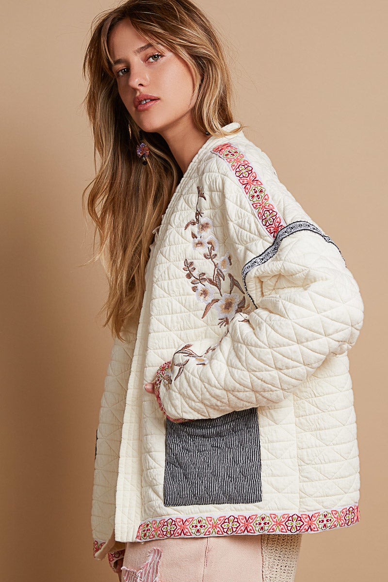POL - Long Sleeve Quilted Jacket (Cream)