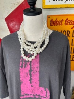 Paper Lace- Long Love Print Dress (Grey)