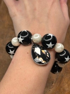 Black and White Star Stretch Bracelet