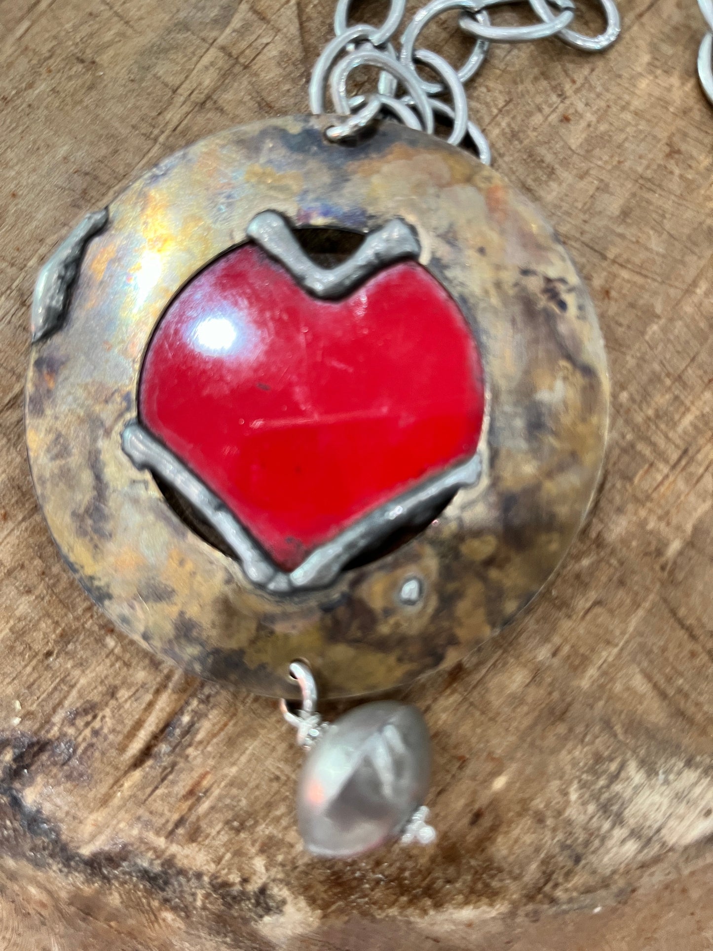 Soldered Paisley Heart Necklace on Silver Chain