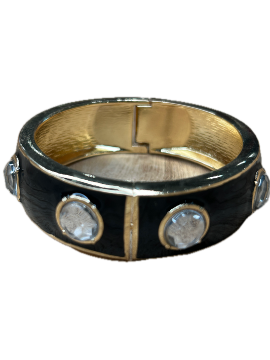 Beautiful Bangle in Black with Crystals (Pearl, Gold and Rhinestone accented)