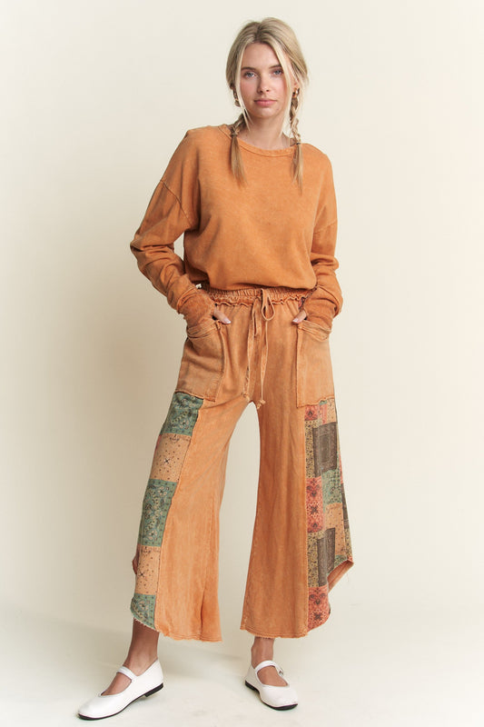 Mineral Wash High-Low Top with Thumbhole (Faded Orange)
