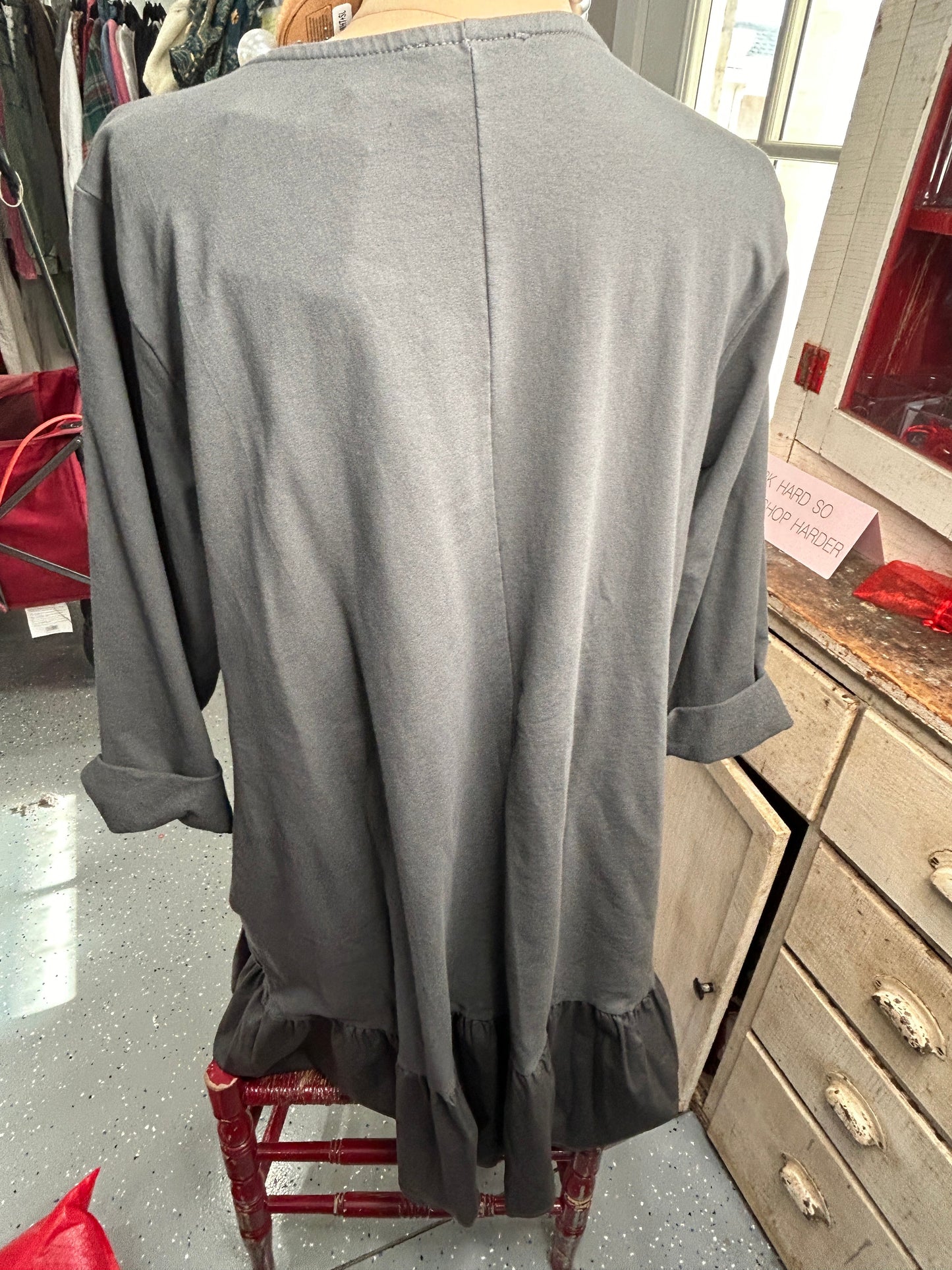 Long Sleeve Dress with Ruffles (Charcoal)