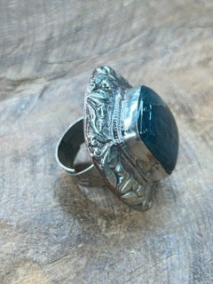 Tibetan Silver Square Labradorite Ring (B)