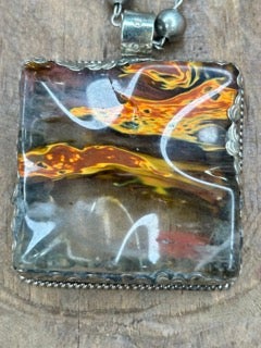 Fire and Ice Resin Necklace C