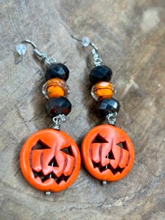 Art by Amy- Blingy Pumpkin Earrings
