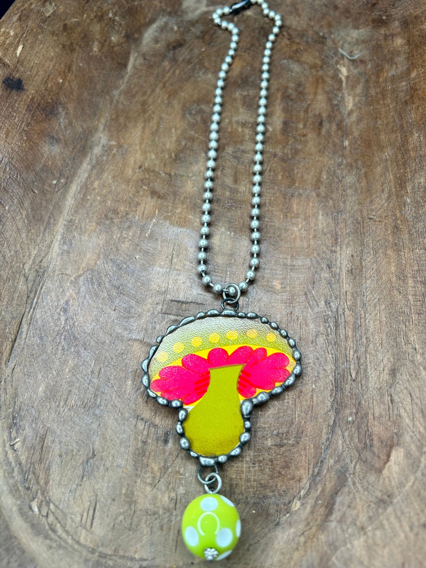Art By Amy- Green Mushroom Necklace