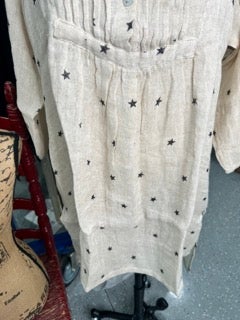 FINAL SALE Paper Lace- 3/4 Sleeve Star Print Tunic/Dress (Natural)