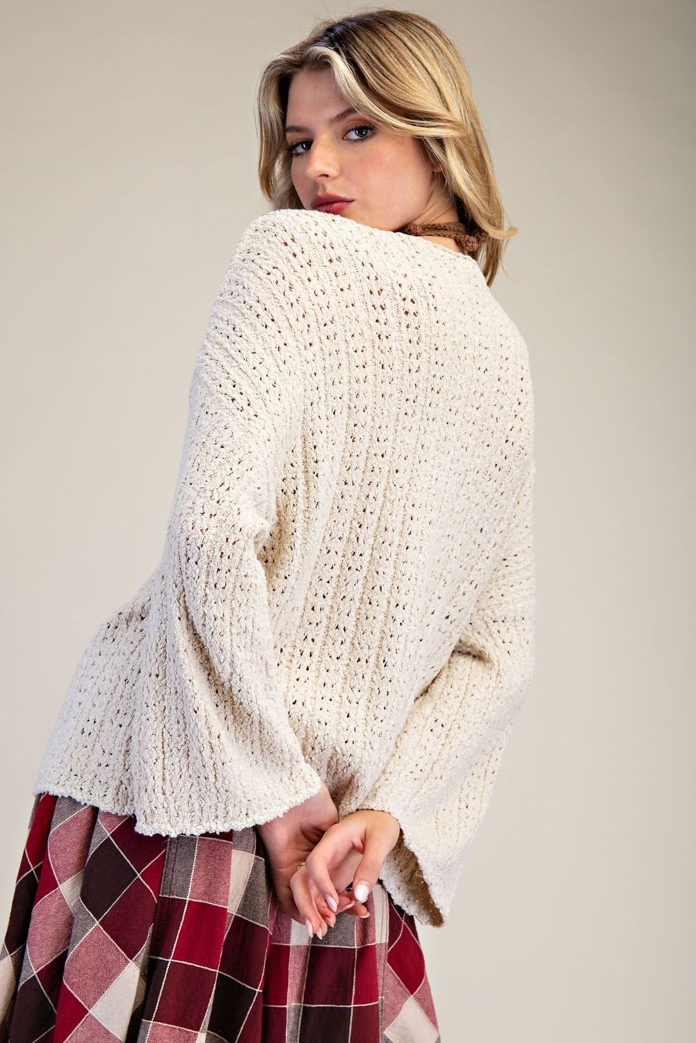 SALE Easel- Loose Fit Knitted Sweater (Natural) *Final Sale*