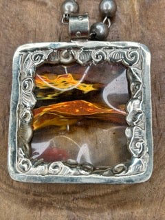 Fire and Ice Resin Necklace C