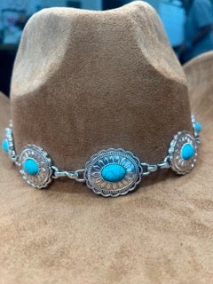 Brown Cowgirl Hat with Turquoise Band