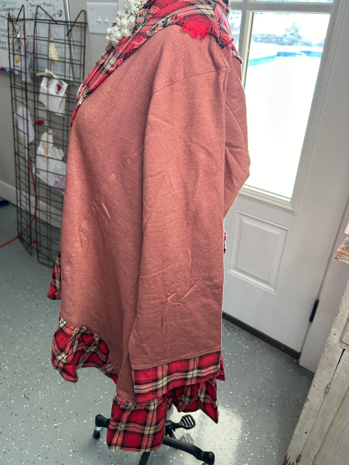 FINAL SALE Paper Lace- Mix-Match Plaid Tunic (red)